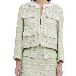 MAJE Vinova Metallic Tweed Co-ord Jacket + Skirt - Size 34 XS